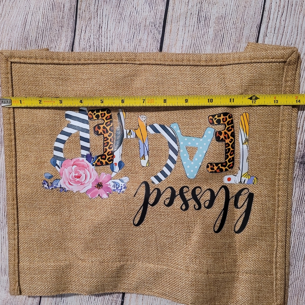 'Blessed Teacher' Linen Tote bag✨️ - Picture 3 of 8